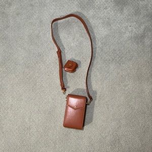 Charles And Keith Crossbody Cognac 2piece bag